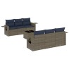 Ensemble de canapé de jardin 7 pcs avec coussins gris résine tressée 646576646576