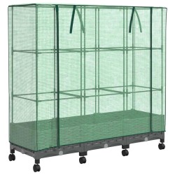 Jardinière de jardin avec couverture de serre et roues 3 pc PP 646580646580