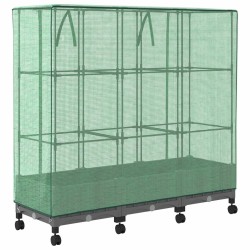 Jardinière de jardin avec couverture de serre et roues 3 pc PP 646580646580