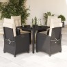 Ensemble à manger de jardin coussins 5pcs Noir Résine tressée 646584646584