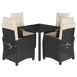 Ensemble à manger de jardin coussins 5pcs Noir Résine tressée 646584646584