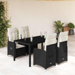 Ensemble de bistro de jardin 5 pcs coussins noir poly rotin 646585646585