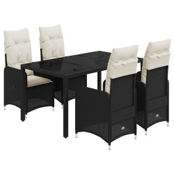 Ensemble de bistro de jardin 5 pcs coussins noir poly rotin 646585646585