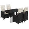 Ensemble de bistro de jardin 5 pcs coussins noir poly rotin 646585646585