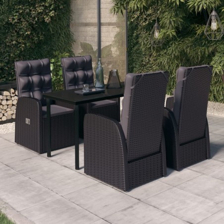 Ensemble à manger de jardin avec coussins 5 pcs Noir 646586646586