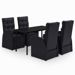 Ensemble à manger de jardin avec coussins 5 pcs Noir 646586646586