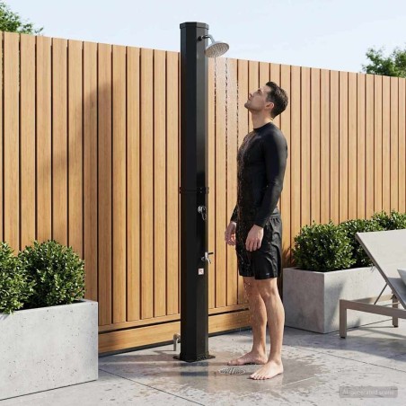 Douche solaire avec pommeau de douche et robinet Noir 646588646588