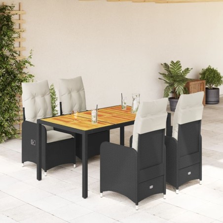 Ensemble de bistro de jardin 5 pcs coussins noir poly rotin 646594646594