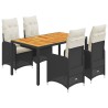 Ensemble de bistro de jardin 5 pcs coussins noir poly rotin 646594646594