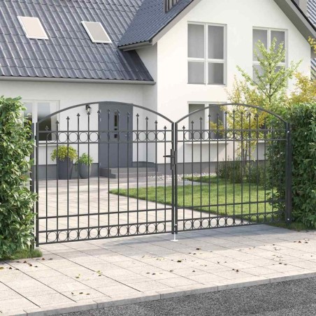 Porte de Clôture ASSEN 401 x 224,5 cm Acier Gris Verrouillable 646602646602