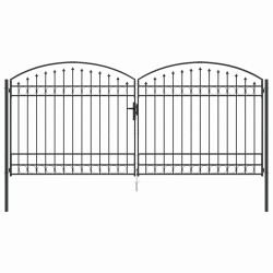 Porte de Clôture ASSEN 401 x 224,5 cm Acier Gris Verrouillable 646602646602