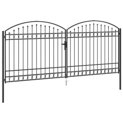 Porte de Clôture ASSEN 401 x 224,5 cm Acier Gris Verrouillable 646602646602
