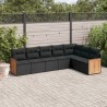 Salon de jardin 7 pcs avec coussins noir résine tressée 646604646604
