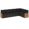 Salon de jardin 7 pcs avec coussins noir résine tressée 646604646604
