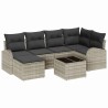Ensemble de Canapés avec coussin 7 pcs Gris clair polyrotin 646609646609