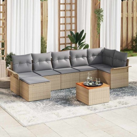 Ensemble de canapé de jardin avec coussin 8 pcs Beige polyrotin 646611646611