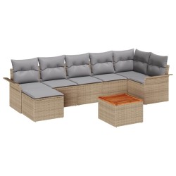 Ensemble de canapé de jardin avec coussin 8 pcs Beige polyrotin 646611646611