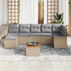 Ensemble de canapé de jardin avec coussin 8 pcs Beige polyrotin 646611646611