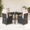 Ensemble à manger de jardin coussins 5pcs Noir Résine tressée 646615646615