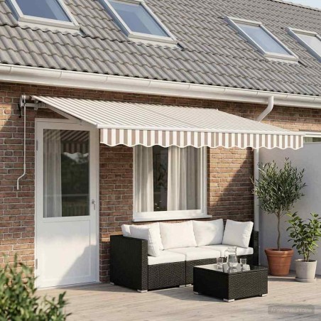 Auvent rétractable Gris clair et blanc 4 × 3 m 646617646617