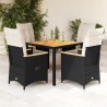 Ensemble à manger de jardin coussins 5pcs Noir Résine tressée 646621646621