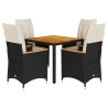 Ensemble à manger de jardin coussins 5pcs Noir Résine tressée 646621646621