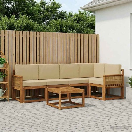 Ensemble de canapés d'extérieur 6 pcs Naturel et Beige 646628646628