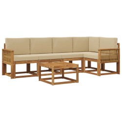Ensemble de canapés d'extérieur 6 pcs Naturel et Beige 646628646628