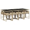 Ensemble à manger de jardin et coussins 9 pcs beige Poly rotin 646629646629