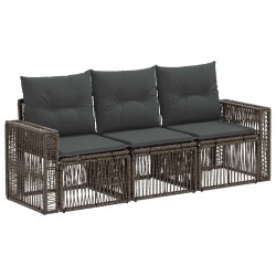 Ensemble de canapé de jardin 3 pcs Gris et Gris foncé polyrotin 646630646630