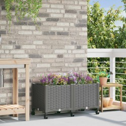 Jardinière avec Roues Gris clair 80 x 40 x 48 cm PP 646635646635