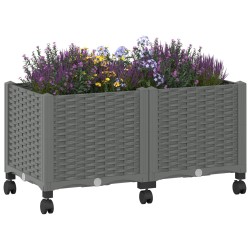 Jardinière avec Roues Gris clair 80 x 40 x 48 cm PP 646635646635