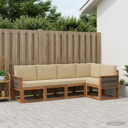 Ensemble de canapés d'extérieur 5 pcs Naturel et Beige 646644646644