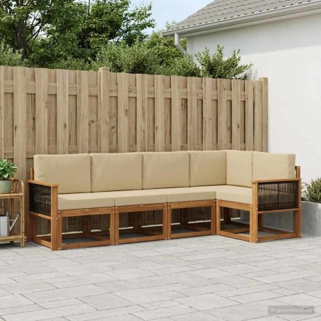 Ensemble de canapés d'extérieur 5 pcs Naturel et Beige 646645646645