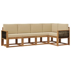 Ensemble de canapés d'extérieur 5 pcs Naturel et Beige 646645646645