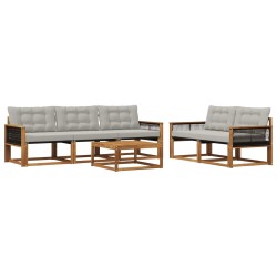 Ensemble de canapés d'extérieur 6 pcs Naturel et gris clair 646652646652