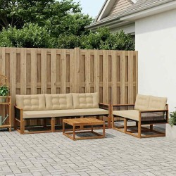 Ensemble de canapés d'extérieur 6 pcs Naturel et Beige 646656646656