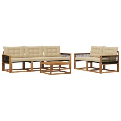 Ensemble de canapés d'extérieur 6 pcs Naturel et Beige 646656646656