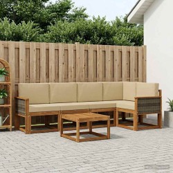 Ensemble de canapés d'extérieur 6 pcs Naturel et Beige 646659646659