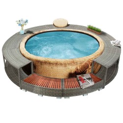 Cadre de bain à remous résine tressée 646664646664