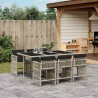Ensemble à manger de jardin et coussins 7 pcs gris clair rotin 646666646666