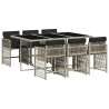 Ensemble à manger de jardin et coussins 7 pcs gris clair rotin 646666646666
