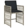 Ensemble à manger de jardin et coussins 7 pcs gris clair rotin 646666646666