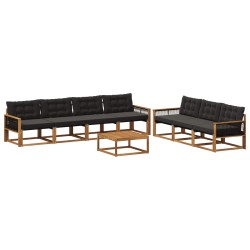 Ensemble de canapés d'extérieur 8 pcs Naturel et noir 646668646668