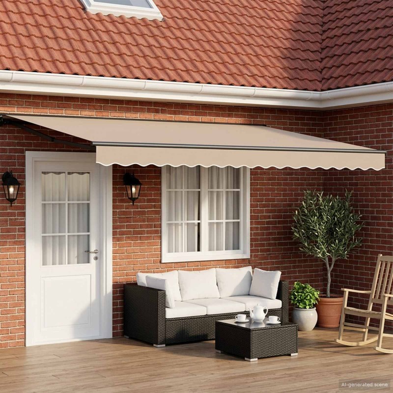 Cadre de store manuel avec LEDs Beige et Anthracite 4,5 × 3,5 m 646669646669
