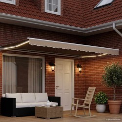 Cadre de store manuel avec LEDs Beige et blanc 4,5 × 3,5 m 646670646670