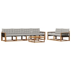 Ensemble de canapés d'extérieur 7 pcs Naturel et gris clair 646672646672
