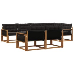 Ensemble de canapés d'extérieur 7 pcs Naturel et noir 646675646675