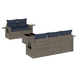 Ensemble de canapé de jardin 6 pcs avec coussins gris résine tressée 646676646676