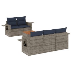 Ensemble de canapé de jardin 6 pcs avec coussins gris résine tressée 646677646677